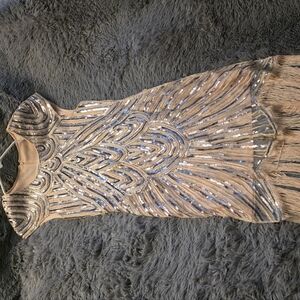 Glamorous Light Pink and Silver Sequin Mini Dress